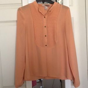 F21 orange ruffled blouse